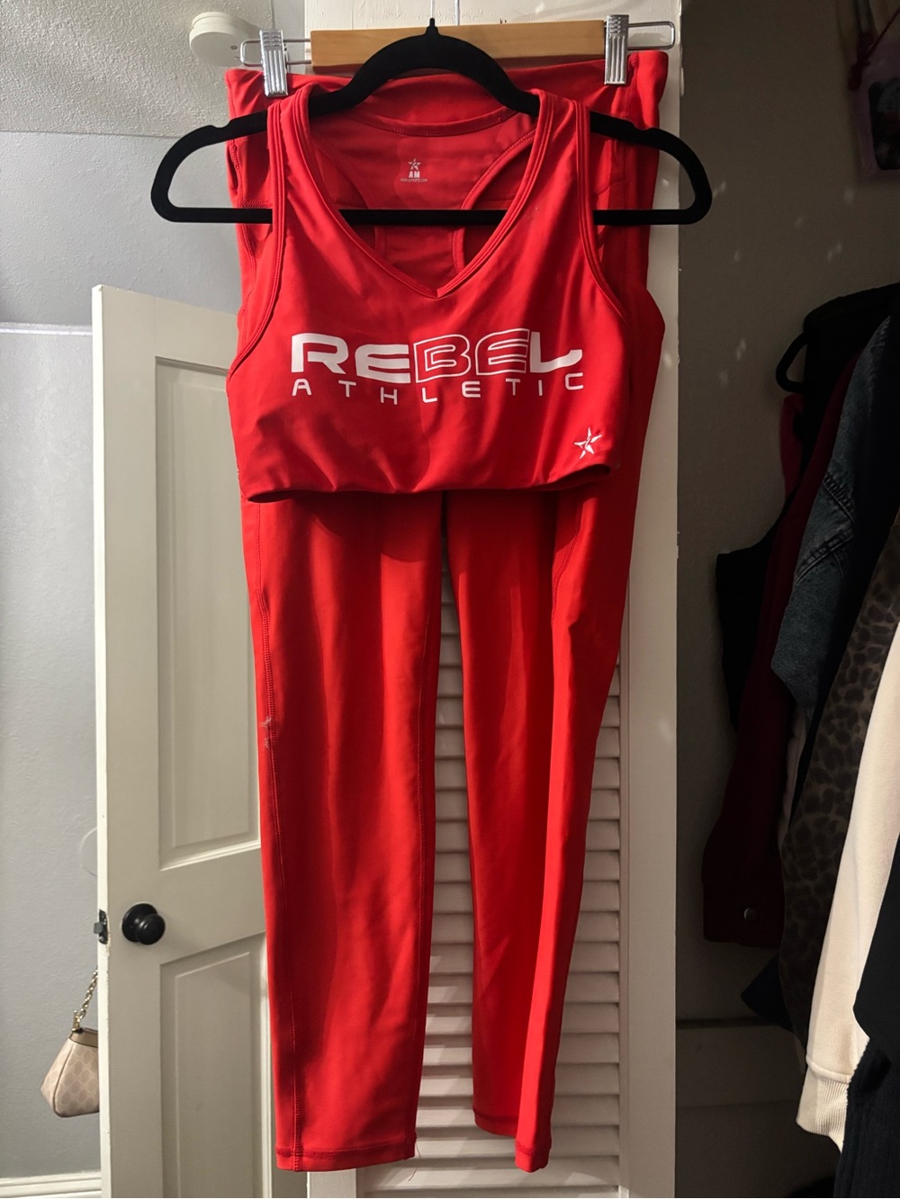 Rebel Athletic Red Sports Bra & Leggings Set